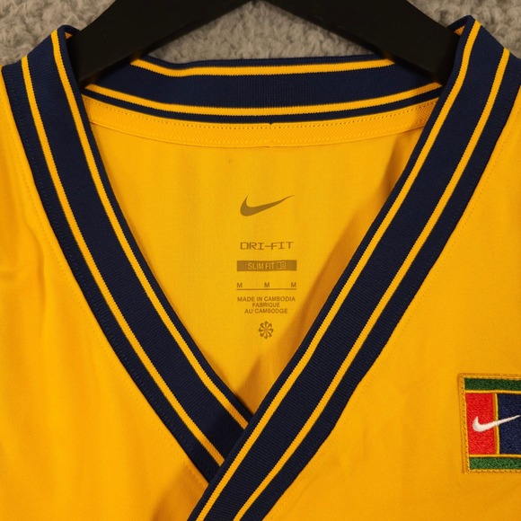 Nike Tennis Dress Womens Medium Yellow Blue Court Dri Fit Slam NY Slim Fit NEW - Picture 3 of 12